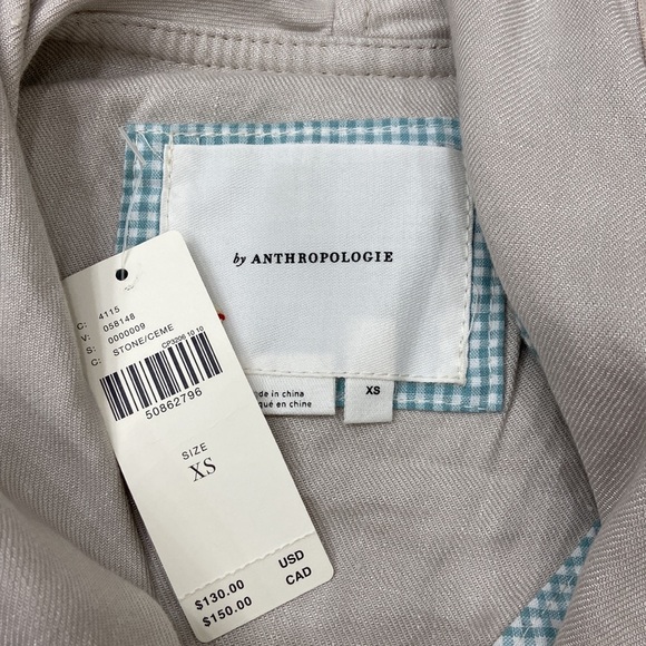 Anthropologie Gulliver Linen Blend Swing Draped Jacket.Size Xs. Stone color. NWT - Picture 6 of 10